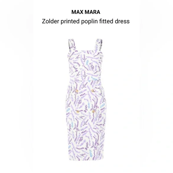 MAX MARA Zolder Floral Print Dress in Purple and White 2 4 - Picture 2 of 10
